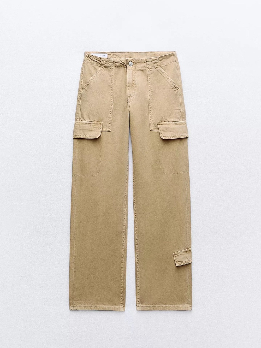 Zara Mid waist adjustable straps Cargo Pants in Khaki
